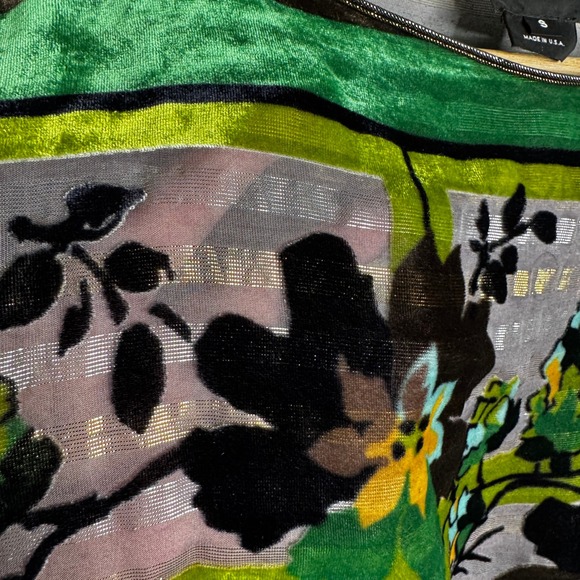 Anna Sui Silk Blend Velvet Burnout Floral Dress Y2K Green Brown Small Sleeveless - Picture 7 of 9